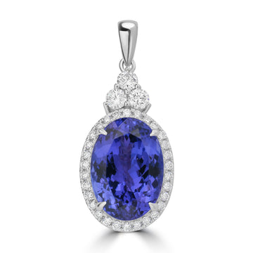 6.55ct Tanzanite Pendants with 0.453tct Diamond set in 18K White Gold