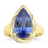 5.78ct Tanzanite Rings with 0.123tct Diamond set in 18K Yellow Gold