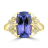 3.93ct Tanzanite Rings with 0.155tct Diamond set in 18K Yellow Gold