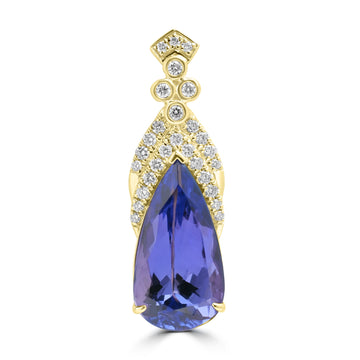 3.64ct Tanzanite Pendants with 0.189tct Diamond set in 18K Yellow Gold