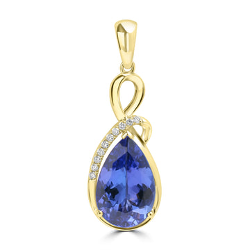 4.91ct Tanzanite Pendants with 0.086tct Diamond set in 18K Yellow Gold