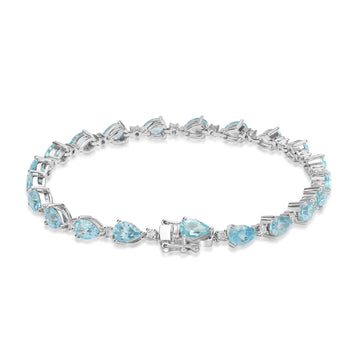 7.159ct Aquamarine Bracelets with 0.427tct Diamond set in 18K White Gold