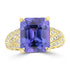 7.13ct Tanzanite Rings with 0.377tct Diamond set in 14K Yellow Gold