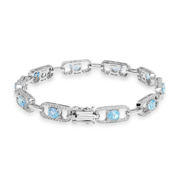 3.63ct Aquamarine Bracelets with 0.935tct Diamond set in 18K White Gold