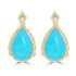 9.15ct Turquoise Earrings with 0.185tct Diamond set in 14K Yellow Gold