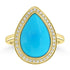 4.81ct Turquoise Rings with 0.173tct Diamond set in 14K Yellow Gold