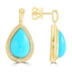 10.38ct Turquoise Earring with 0.34tct Diamond set in 14K Yellow Gold