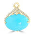 3.91ct Turquoise Pendants with 0.096tct Diamond set in 14K Yellow Gold