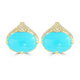 8.77ct Turquoise Earrings with 0.13tct Diamond set in 14K Yellow Gold