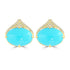 8.77ct Turquoise Earrings with 0.13tct Diamond set in 14K Yellow Gold