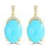 10.43ct Turquoise Earrings with 0.213tct Diamond set in 14K Yellow Gold
