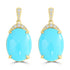 10.43ct Turquoise Earrings with 0.213tct Diamond set in 14K Yellow Gold