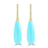 6.14ct Turquoise Earrings with 0.092tct Diamond set in 14K Yellow Gold