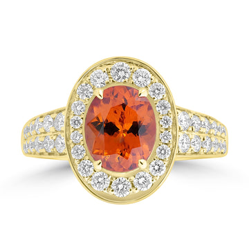2.13ct Spessartite Rings with 0.679tct Diamond set in 18K Yellow Gold