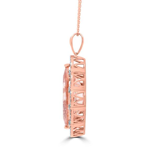 8.59Ct Morganite Pendant With 0.32Tct Diamonds Set In 14K Two Tone Gold