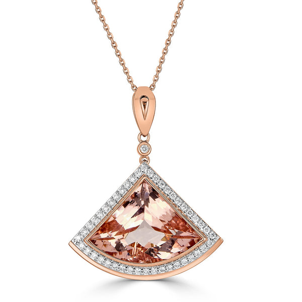 6.87ct Morganite Pendant with 0.27tct diamonds set in 14K two tone gold