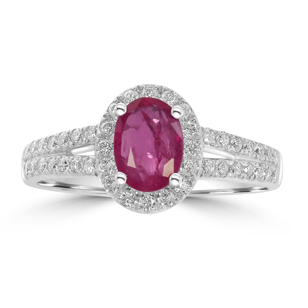 0.76ct Ruby Rings with 0.44tct Diamond set in 14K White Gold
