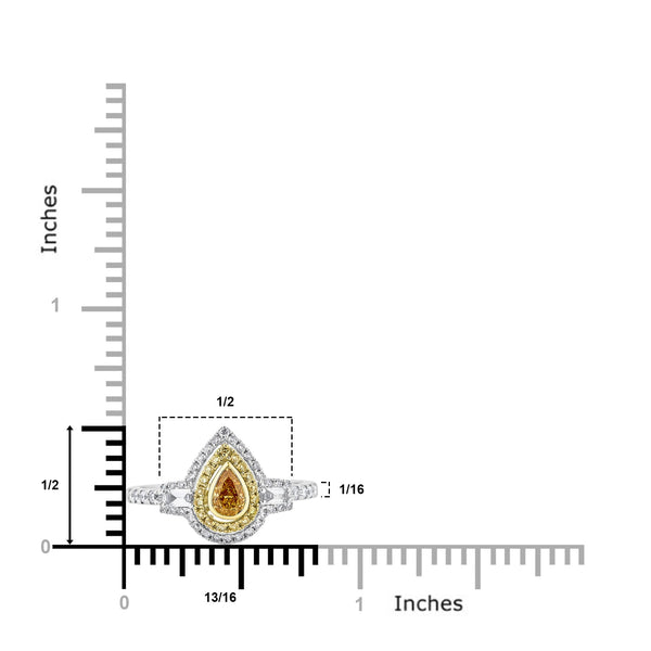 0.33Tct Yellow Diamond Ring With 0.60Tct Diamonds Set In 18Kt Two Tone Gold