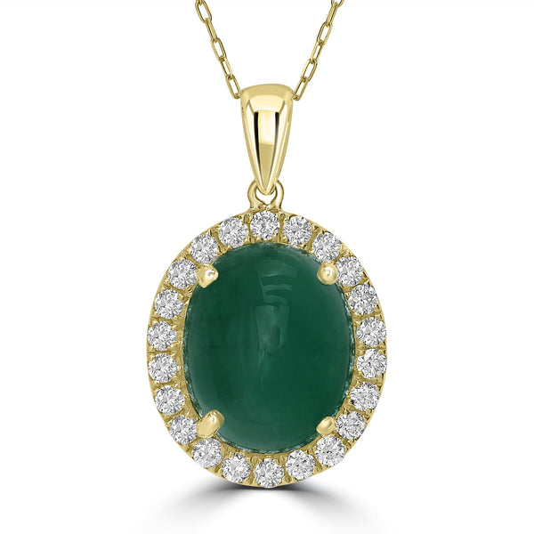 11.63ct   Emerald Pendants with 0.76tct Diamond set in 14K Yellow Gold