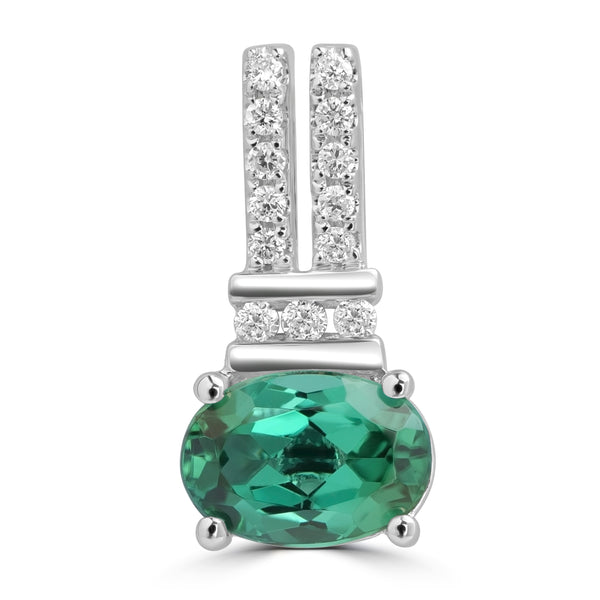 0.59ct Tourmaline Pendants with 0.054tct Diamond set in 18K White Gold