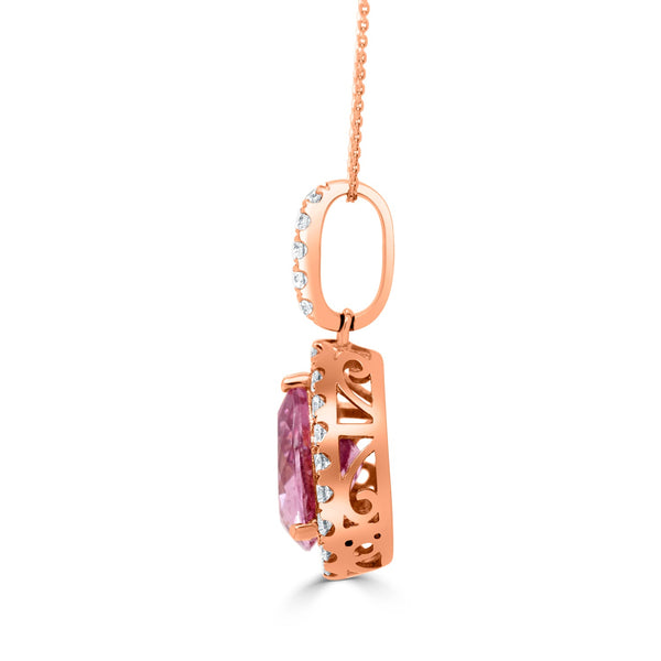 3.98ct Pink Spinel Pendant with 0.6tct Diamonds set in 14K Rose Gold