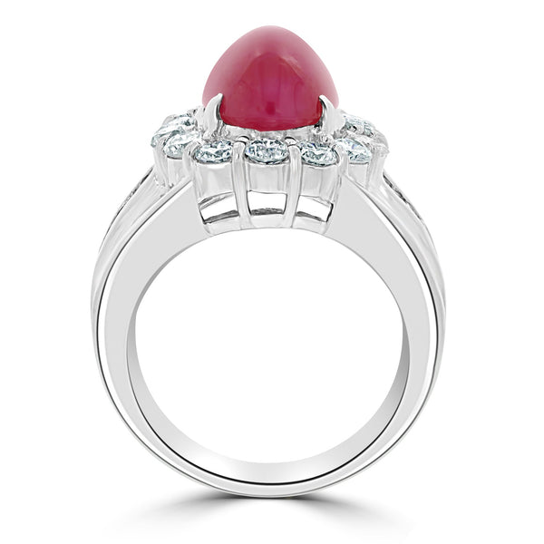5.98ct Ruby Ring with 1.73tct Diamonds set in 900 Platinum
