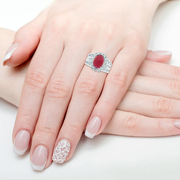 5.98ct Ruby Ring with 1.73tct Diamonds set in 900 Platinum