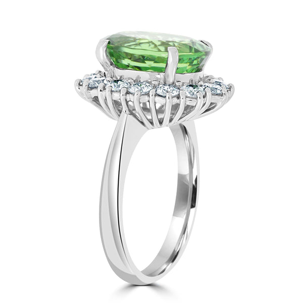 5.13ct Chrome Tourmaline Ring with 1.04tct Diamonds set in 900 Platinum