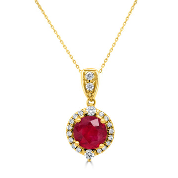1.52ct Ruby Pendant with 0.21tct Diamonds set in 14K Yellow Gold