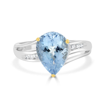 2.82ct Aquamarine Rings with 0.09tct Diamond set in 14K White Gold