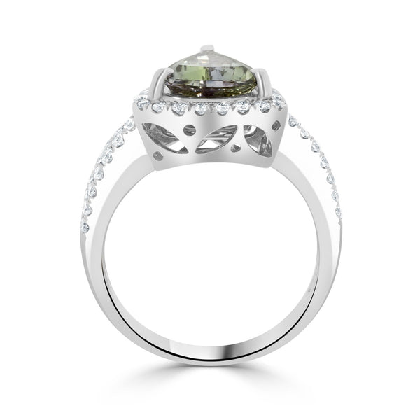 3.04ct Green Tanzanite Rings with 0.62tct Diamond set in 14K White Gold