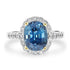 4.86ct Blue Zircon Ring with 0.58tct Diamonds set in 14K Two Tone Gold