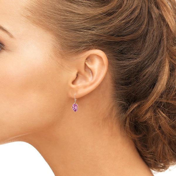 16.01tct Kunzite Earring with 0.59tct Diamonds set in 14K Rose Gold