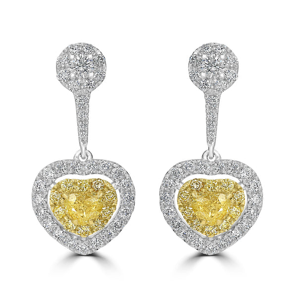 0.56tct Yellow Diamond Earring with 1.04tct Diamonds set in 18KW & 22KY Two Tone Gold
