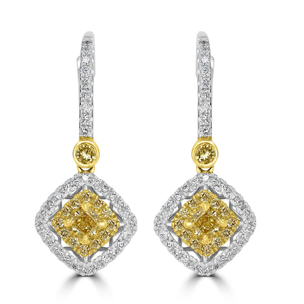 0.39tct Yellow Diamond Earring with 0.7tct Diamonds set in 18KW & 22KY Two Tone Gold