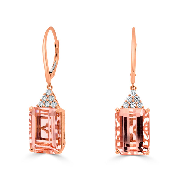 19.29tct Morganite Earring with 0.43tct Diamonds set in 14K Rose Gold