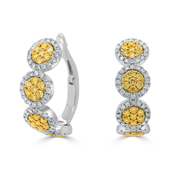 0.91tct Yellow Diamond Earring with 0.76tct Diamonds set in 18K Two Tone Gold