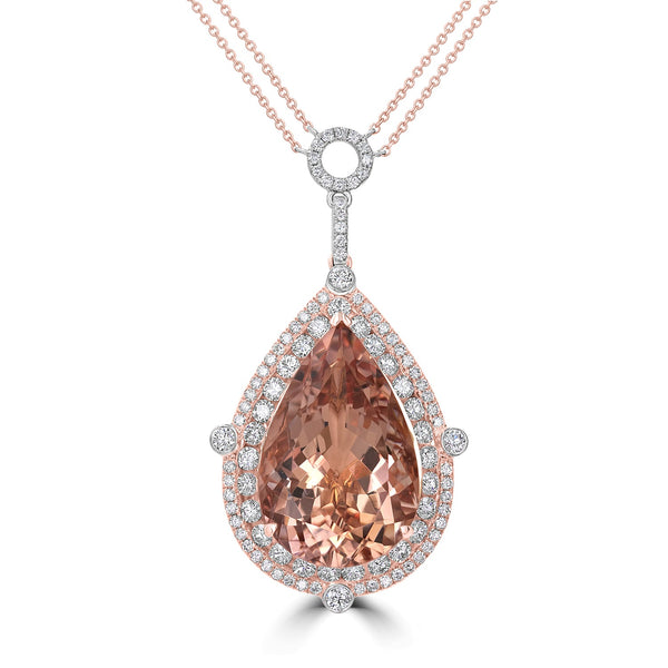 27.80ct Morganite Necklace with 3.16tct Diamonds set in 14K Two Tone Gold