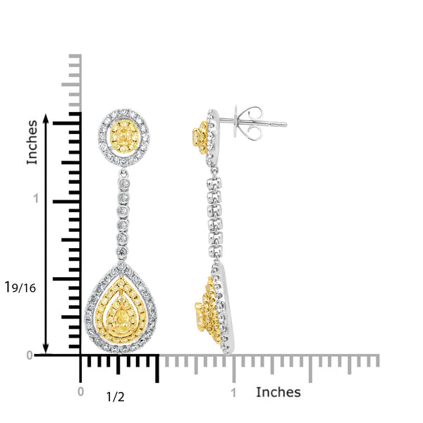 0.46tct Yellow Diamond Earring with 1.8tct Diamonds set in 18K Two Tone Gold