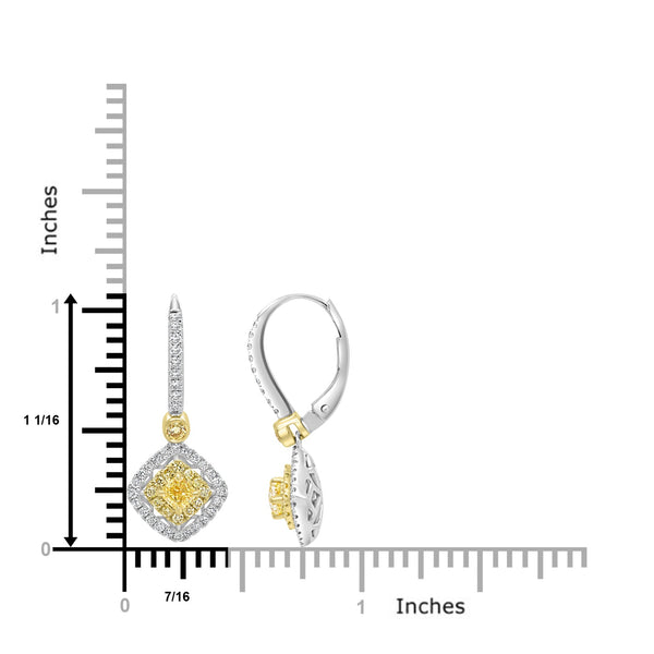 0.46Tct Yellow Diamond Earrings With 0.68Tct Diamond Accents Set In 18K Two Tone Gold
