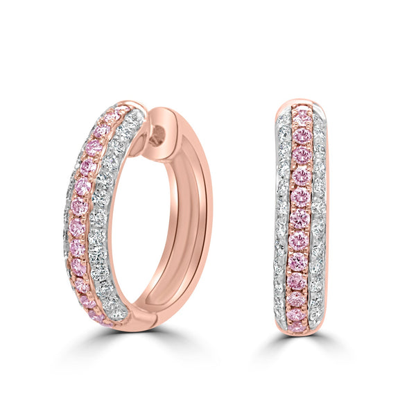 0.36Tct Pink Diamond Earrings With 0.57Tct Diamonds Set In 14K Rose Gold