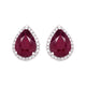 3.16ct Ruby Stud earrings with 0.18ct diamonds set in 14K white gold