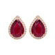 2.12tct Ruby Stud earring with 0.17tct diamonds set in 14K yellow gold