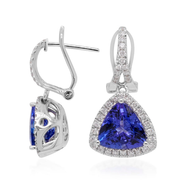 5.37tct Tanzanite earrings with 0.55tct diamonds set in 14K white gold