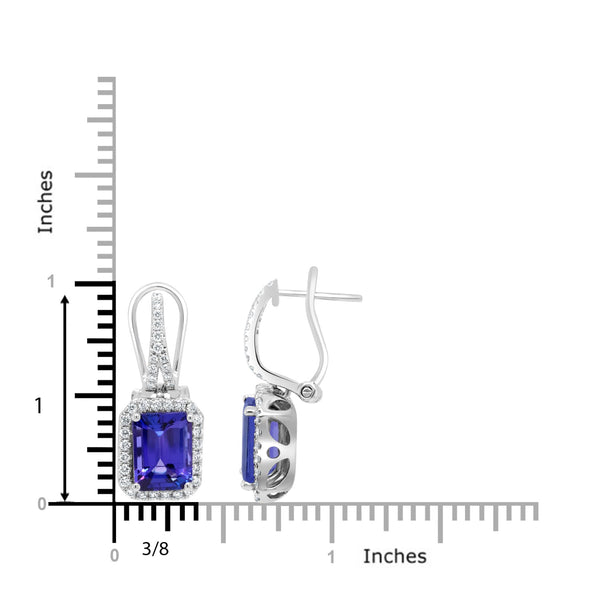 4.58ct Tanzanite Earring with 0.56ct Diamonds set in 14K White Gold