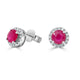 1.39Tct Ruby Stud Earrings With 0.16Tct Diamonds Set In 14K White Gold