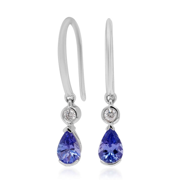 0.80tct Tanzanite earrings with 0.07tct diamonds set in 14K white gold