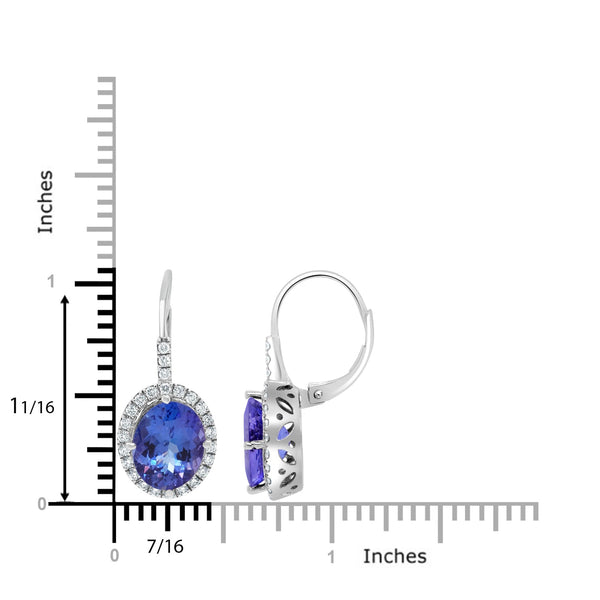 6.3ct Tanzanite Earring with 0.5ct Diamonds set in 14K White Gold