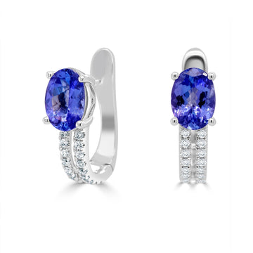 1.56tct Tanzanite Earring with 0.15tct Diamonds set in 14K White Gold
