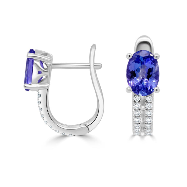 1.56tct Tanzanite Earring with 0.15tct Diamonds set in 14K White Gold